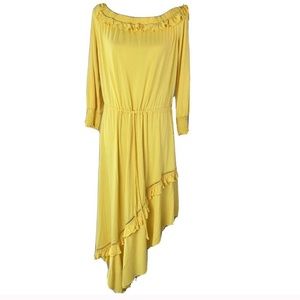 Asos Yellow Asymmetrical Ruffle Maxi Dress